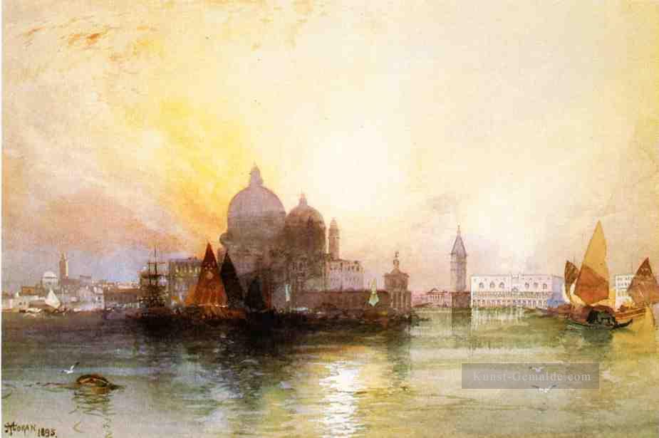 Ansicht von Venedig Seestück Boot Thomas Moran Ölgemälde